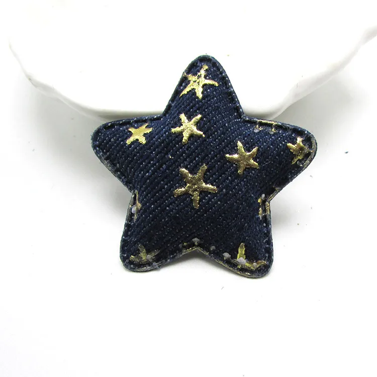 Star-navy blue 12 шт. блестящая джинсовая Звезда Сердце в форме Микки палочка мягкие аппликации для детский зажим для волос шляпа Декор Орнамент и аксессуары для одежды - Цвет: Star-navy blue