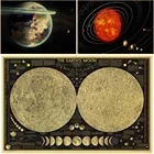 Астрономическая серия, винтажный постер из крафт-бумаги, топографическая карта земли и Луны, наклейки на солнечную систему для бара, домашний декор
