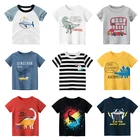Детские футболки для девочек и мальчиков, детские летние хлопковые топы с рисунком динозавра из мультфильма, детская одежда для малышей
