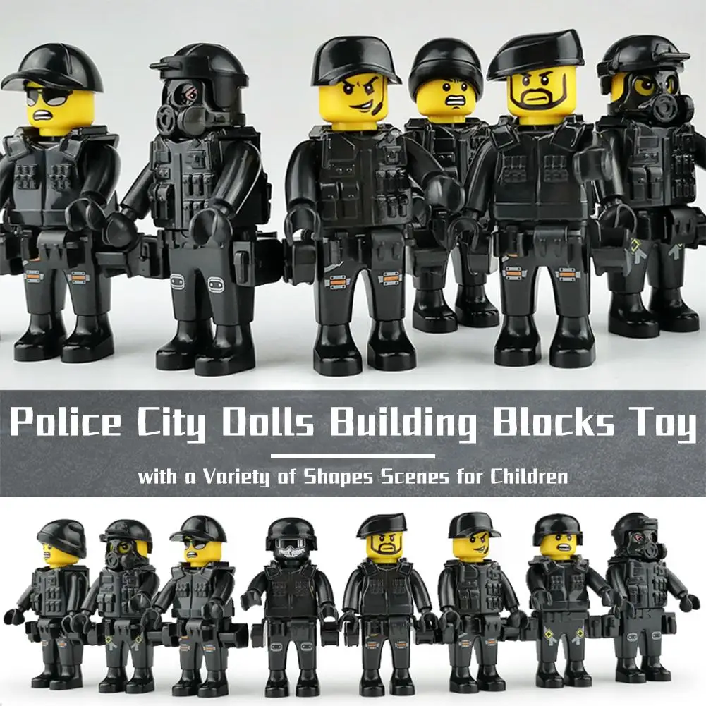 

Police City Dolls Building Blocks Toy With A Variety Of Shapes Scenes For Children Soldier Toy