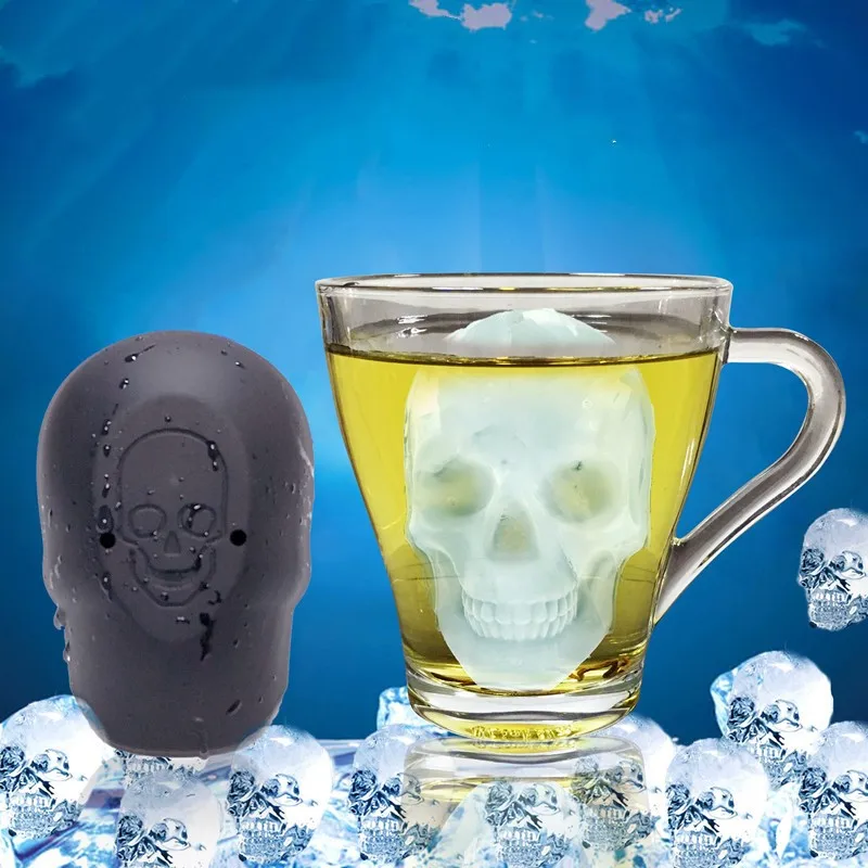

Large Skull Silicone Mold 3D Big Skull Ice Tray Silicone Ice Cube Molds Chocolate with Lid Ball Mold Kitchen Tools Accessories
