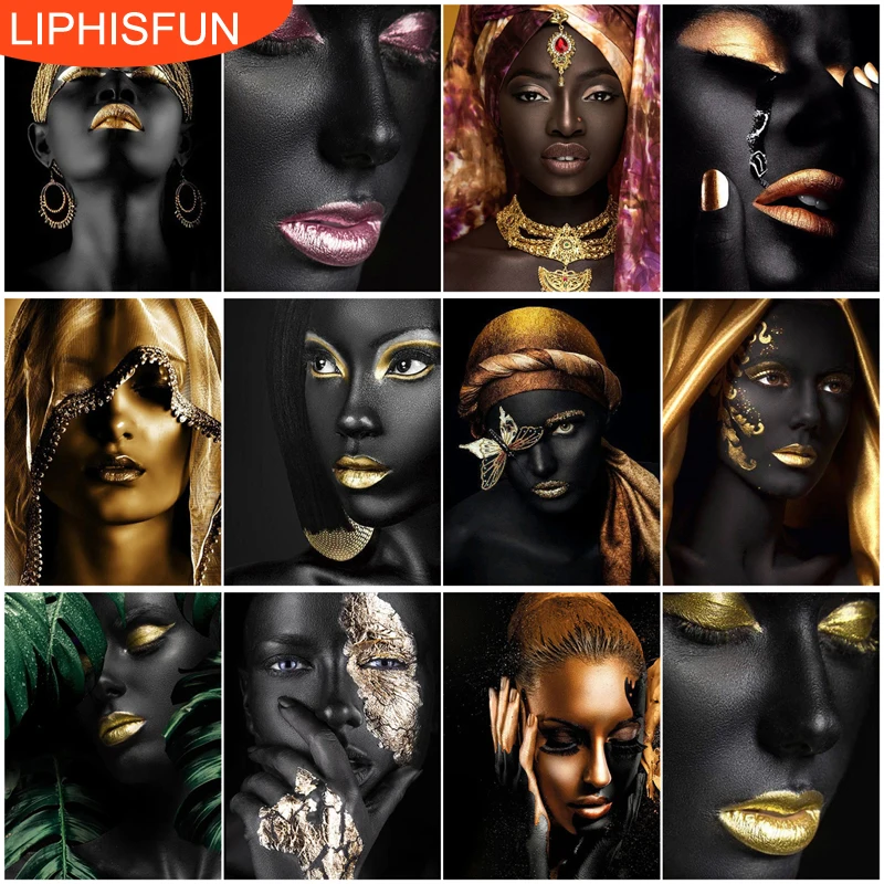 

5D алмазная живопись «сделай сам», полная вышивка, леди, Африканская женщина, квадратная, круглая Стразы, алмазная вышивка крестиком, домашни...