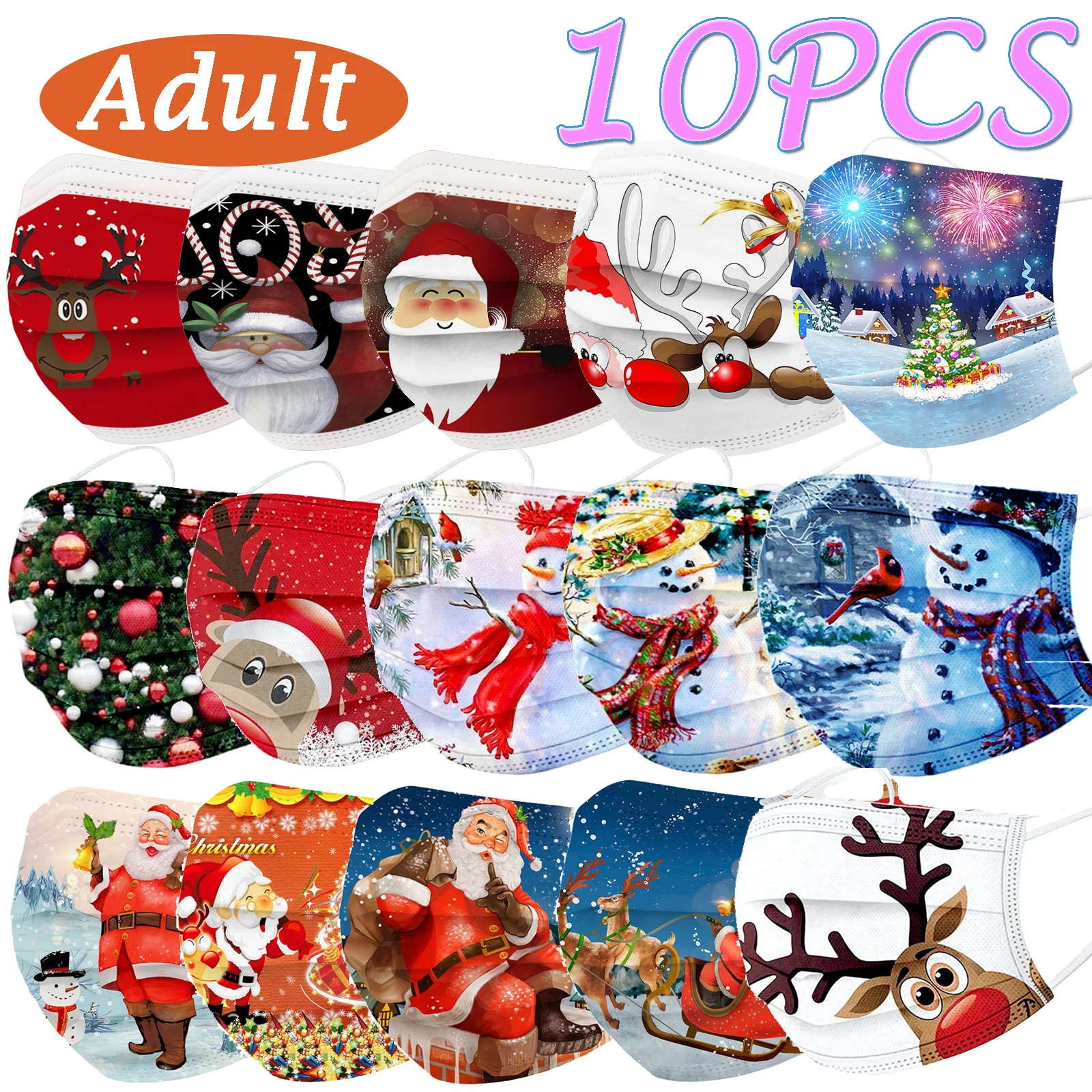 Маска снеговика одноразовая трехслойная для косплея маска Хэллоуина 10 шт. с