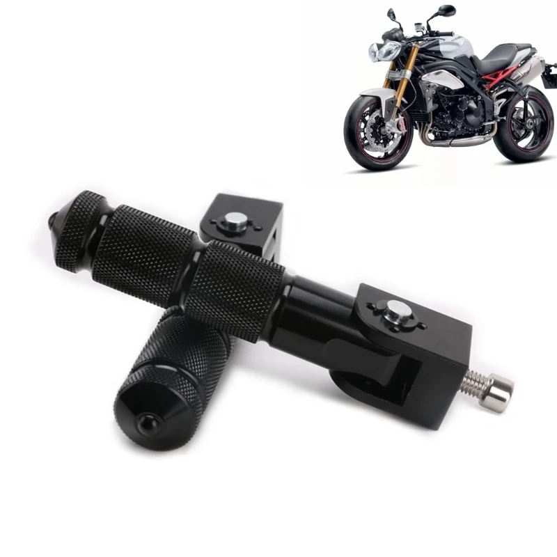 

U90C 2Pcs Motorcycle Foot Pegs Skidproof Foot Rest Highway Footpegs Aluminum Motorcycle Part Folding Rear Pedals
