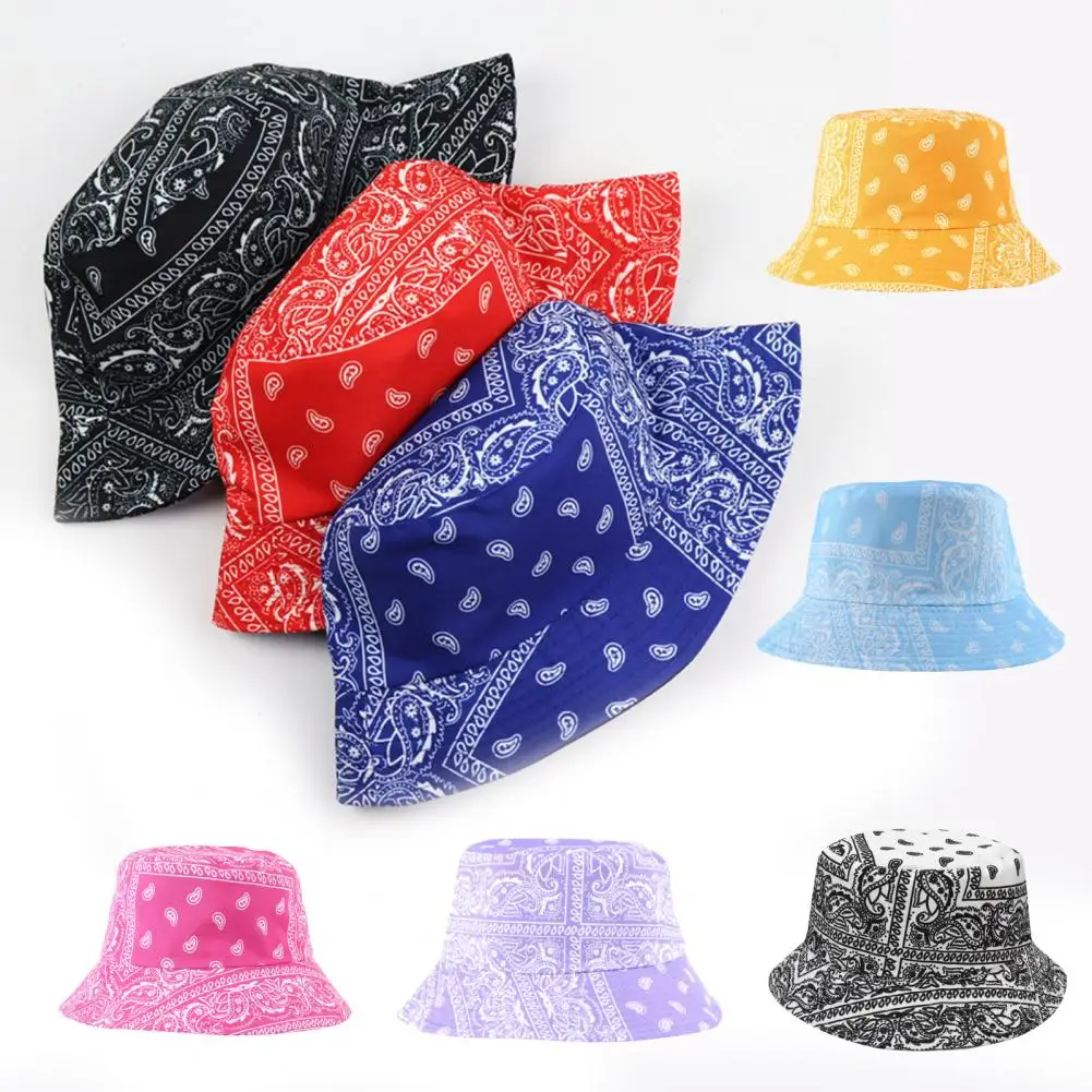 

Fisherman Hat Cashew Printing Double Side Wear Cotton Keep Warm Foldable Bucket Hat for School