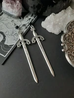 gothic sword with black beads earrings witch warrior pagan medieval sword jewelry fashion classic ladies gift