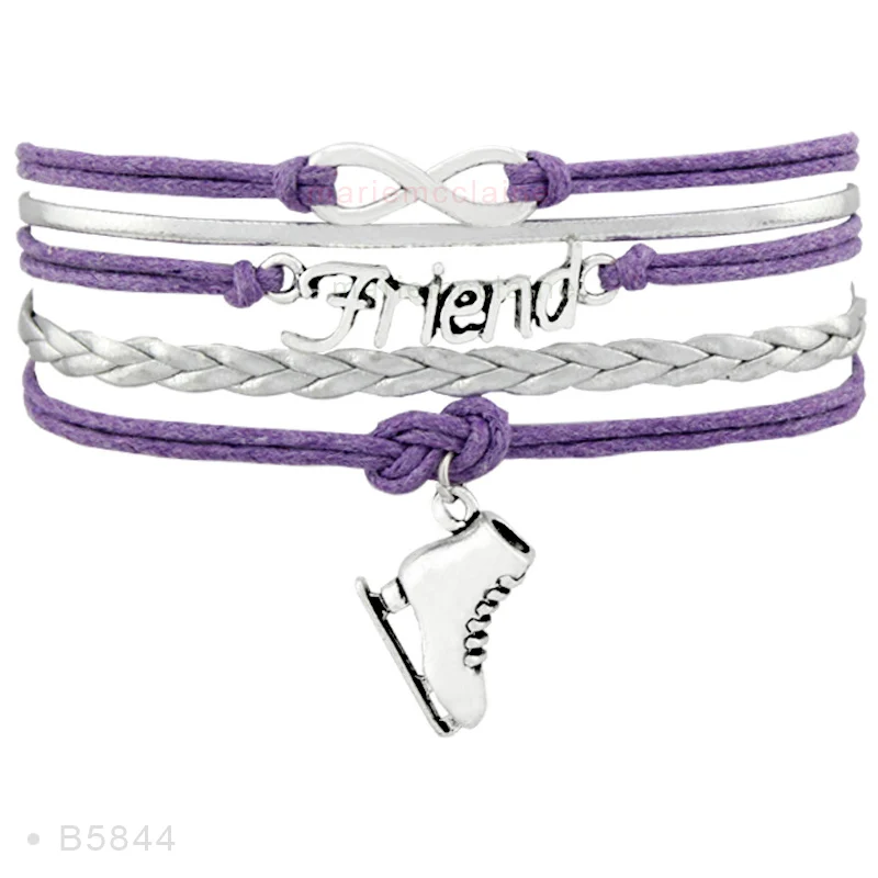 B5844 Высокое качество Live Your Dream Infinity Love to Skate Фигурное катание обувь дружба подарки браслеты для женщин - Окраска металла: B5844