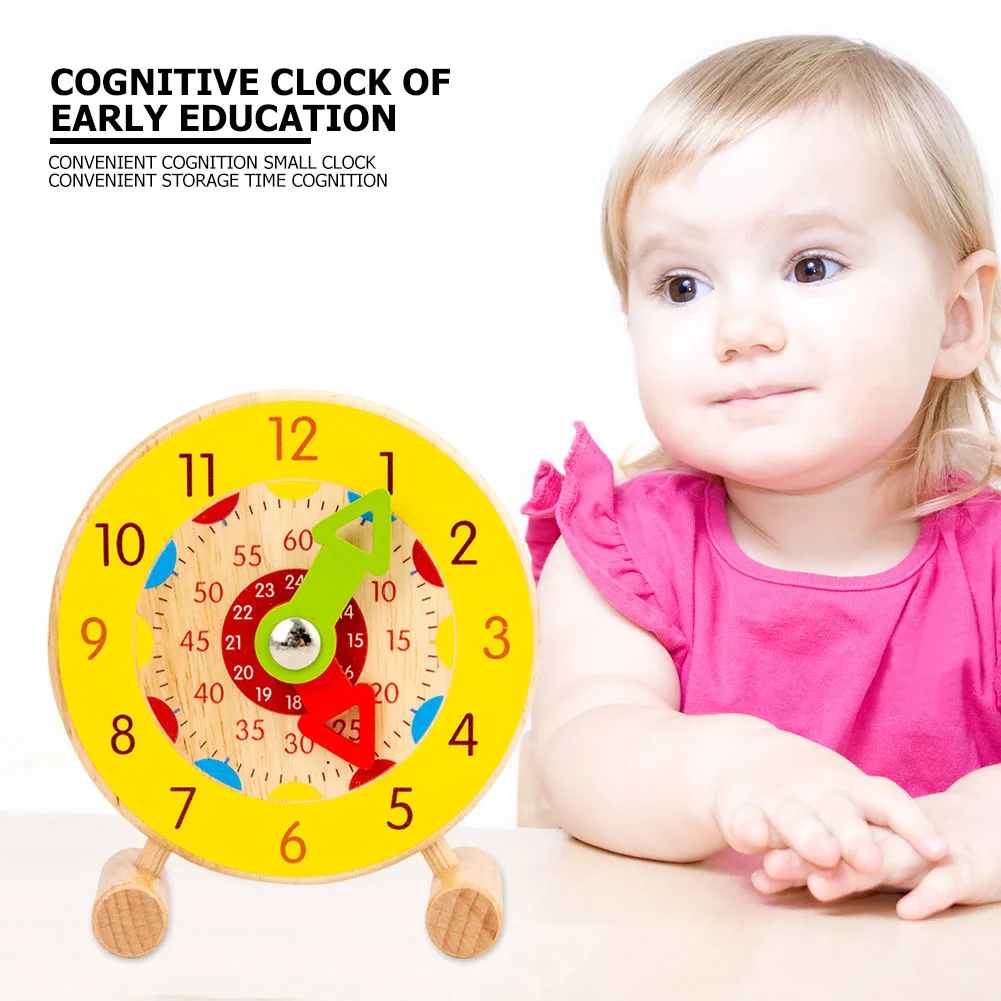

Children Montessori Wooden Clock Toys Hour Minute Second Cognition for Kids