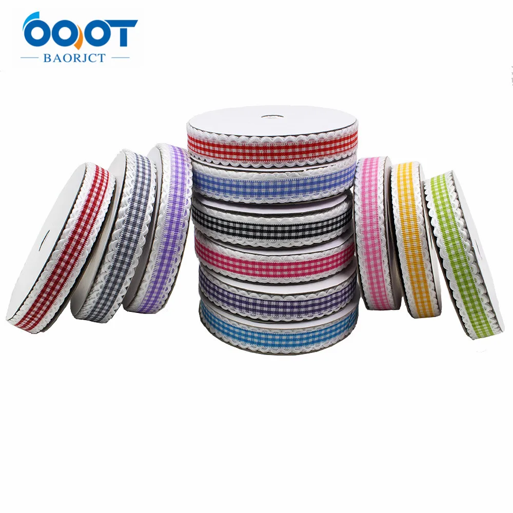 OOOT BAORJCT однотонные геометрические ленты 16 мм 5 размеров в клетку с бантиком