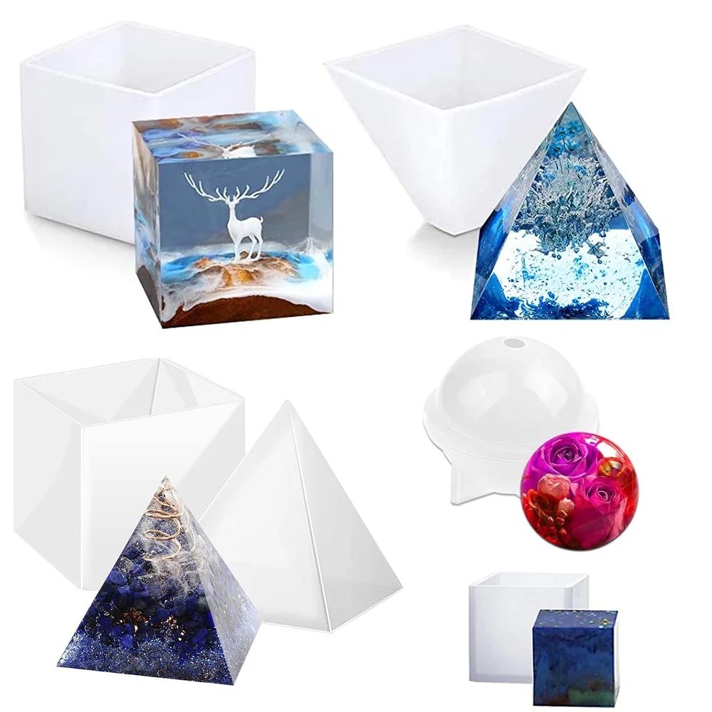 

Resin Cuboid Ball Mold Silicone pyramid Cube Mold Epoxy Resin Mold DIY Jewelry Insect Plant Specimen Making Micro Landscape Deco