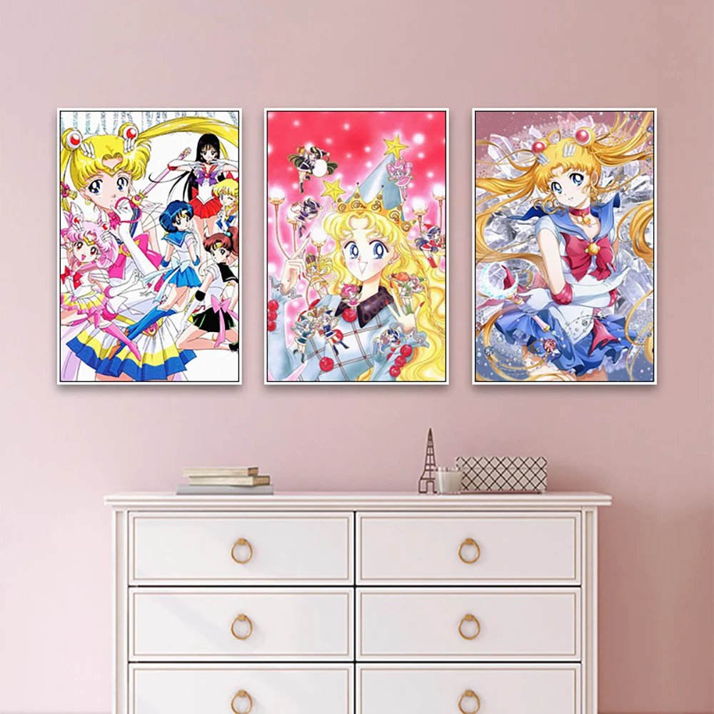 Японское классическое украшение аниме Сейлор Мун фреска плакат Картина на