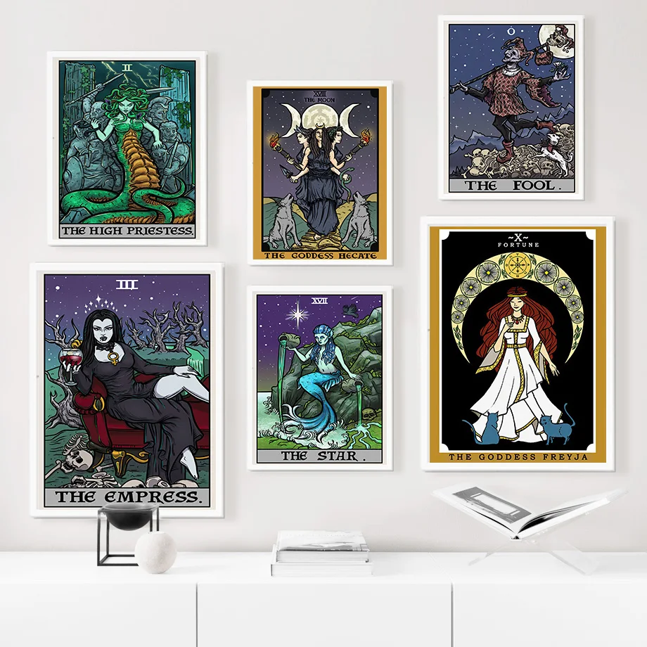 

Tarot Medusa Triple Moon Goddess Hecate Wall Art Canvas Painting Nordic Posters And Prints Wall Pictures For Living Room Decor