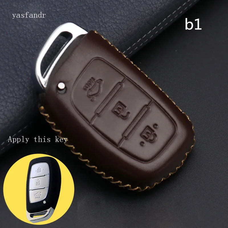 Чехол для автомобильных ключей чехол из натуральной кожи с 3 кнопками Hyundai IX25 IX35 I20