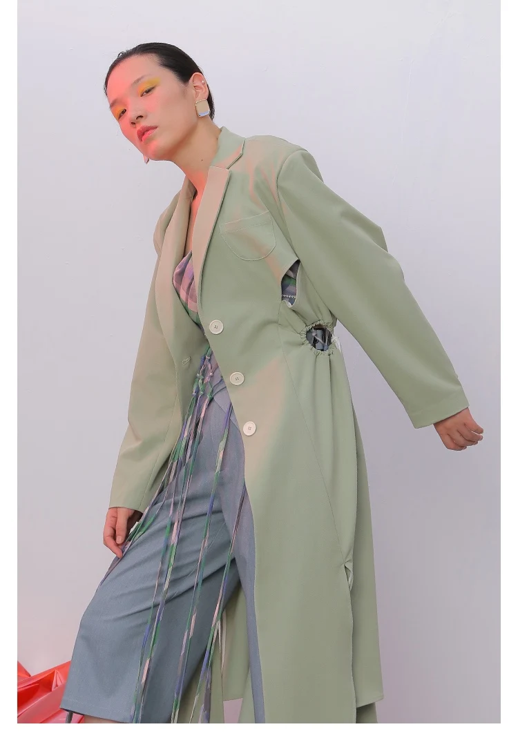 IRINAL02 FW коллекция выдалбливают Асимметричный длинный плащ для женщин