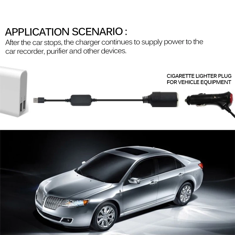 Розетка для автомобильного прикуривателя Конвертер кабель адаптер 5В 2а USB до 12В