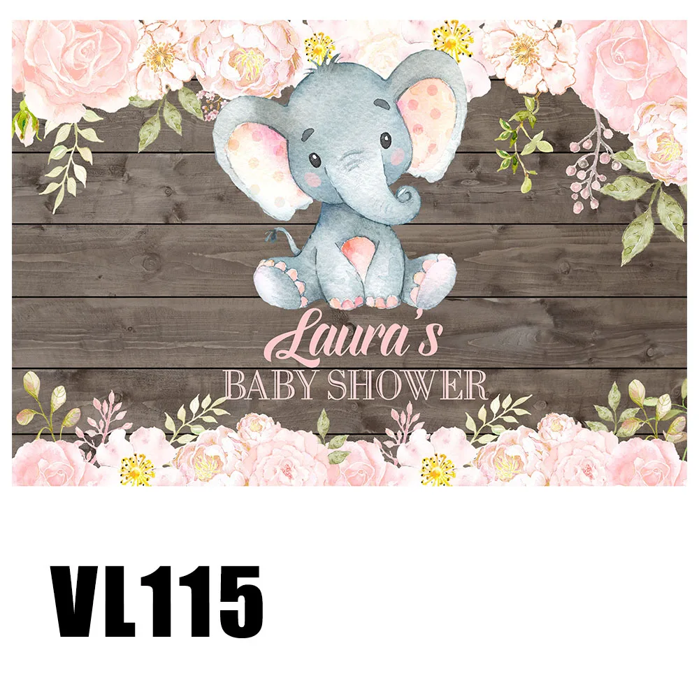

Custom Pink Elephant Peanut Baby Shower Backgrounds Girl Babyshower Backdrop Photo Booth Portrait Scene Setter Buffet Wallpaper