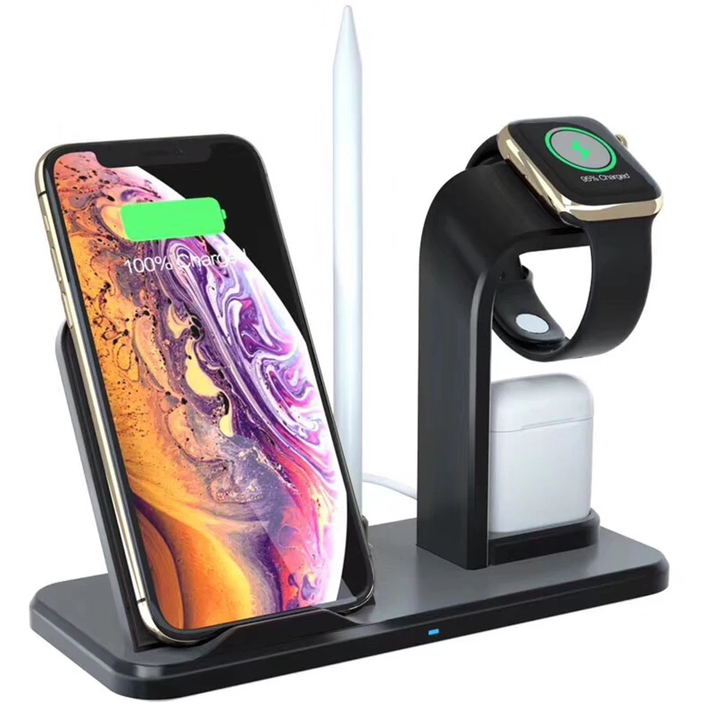 Qi 3 в 1 быстрая зарядка для iPhone и AirPods для наручных часов Apple watch 4/3/2/1 быстрая Индукционная беспроводной телефон Зарядное устройство зарядная станция Док-станция