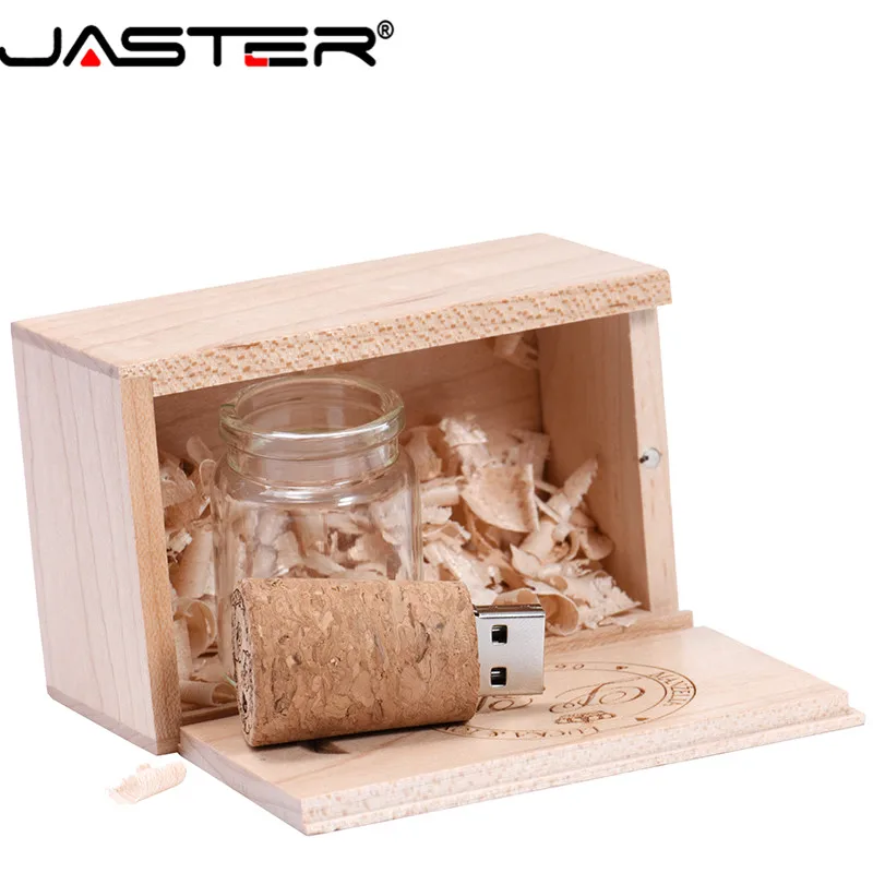 JASTER логотип на заказ стеклянная бутылка USB 2 0 + коробка флэш-накопитель Флешка 64 ГБ
