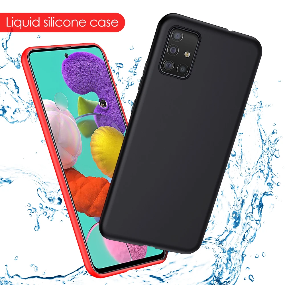 Жидкие силиконовые чехлы для samsung A71 A51 мягкий чехол телефона Galaxy A70 A50 A60 sumsung A40 A30 A20