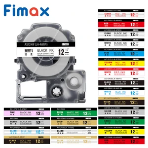 Fimax, 1 упаковка, ss12 кВт, фотография, совместимая с EPSON KingJim, черный на белом, 12 мм, st12 кВт