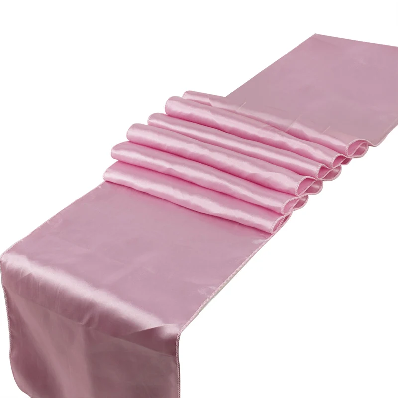 light pink 23 цвета атласные настольные Бегуны 1" x 108"/30 см x 275 см для свадебной вечеринки украшения для дома стул пояс бант скатерть на стол - Цвет: light pink