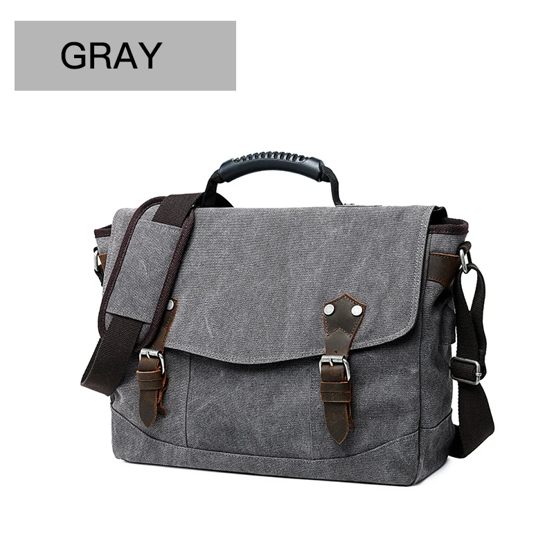 Gray Мужской классический портфель, сумка на плечо, деловая сумка через плечо, много карманов, высокое качество, холст, большое пространство, сумка-мессенджер, сумки XA528ZC - Цвет: Gray