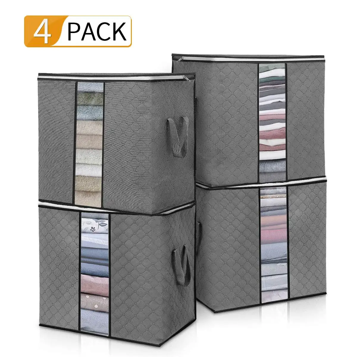 

4Pcs 90L Moisture Proof Storage Bag For Clothes Blanket Portable Non-woven Folding Pillow Quilt Storage Box Cabinet Organizer