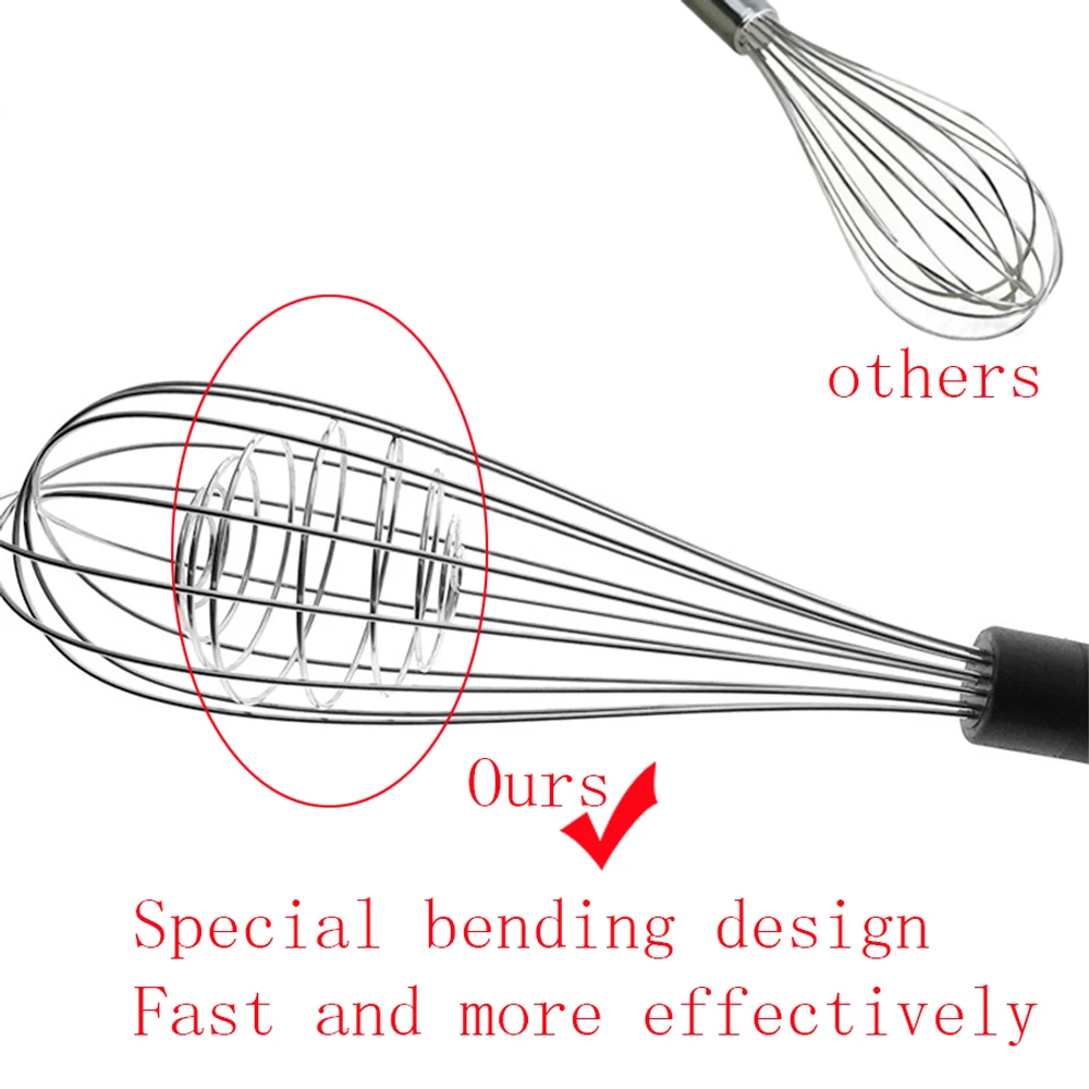 1 шт. Быстрый венчик из нержавеющей стали | Кухонный взбиватель для яиц молочный