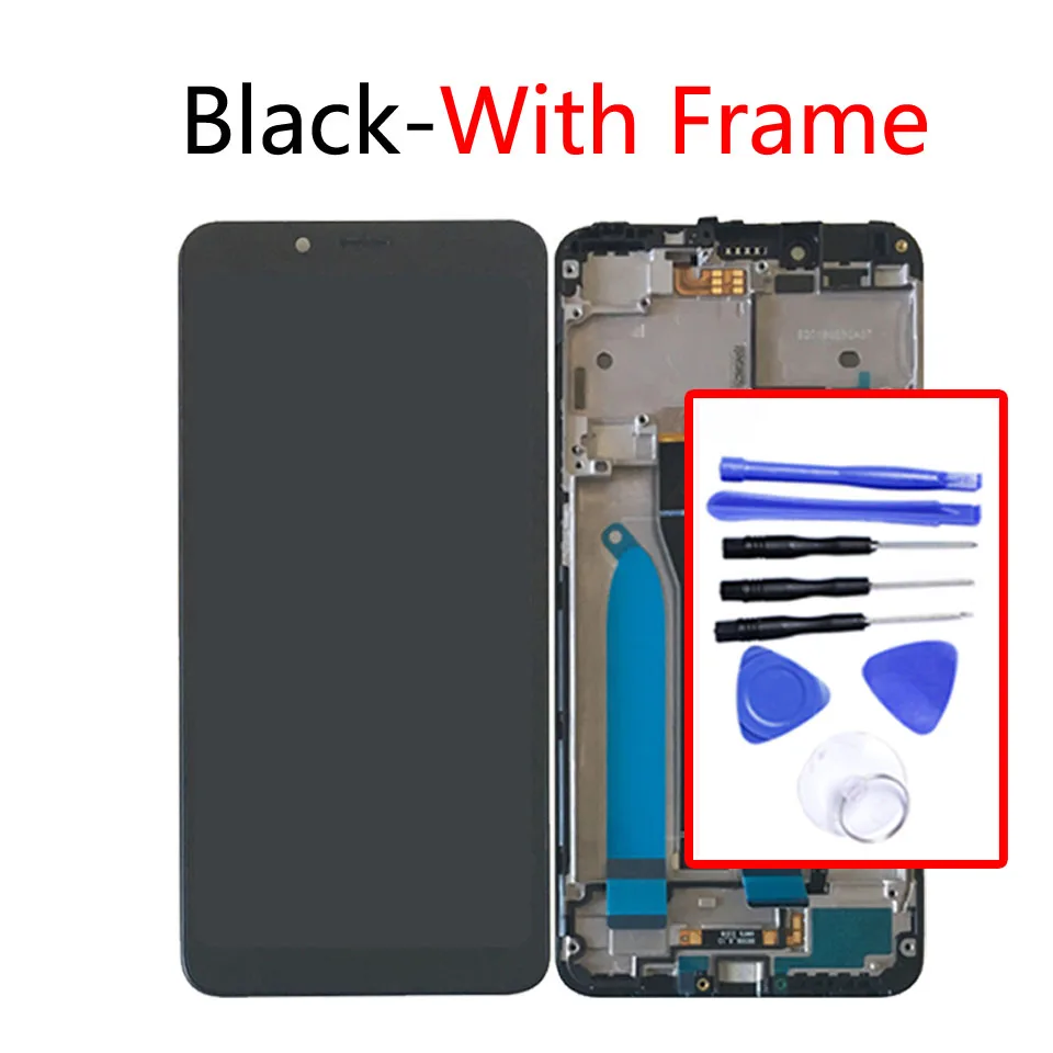Black-With frame 5,4" для Xiaomi Redmi 6 Redmi6, сенсорный экран, дигитайзер, ЖК-рамка в сборе, замена для Redmi 6A, ЖК-дисплей 1440*720 - Цвет: Black-With frame