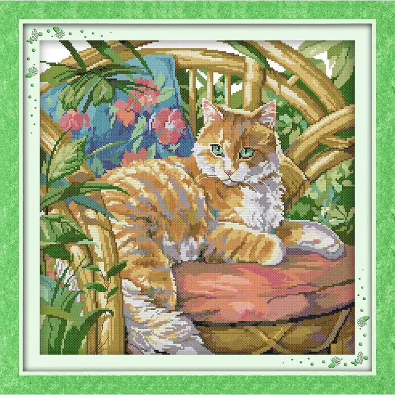 Милый Набор для вышивки крестиком joy Sunday Кот на стуле 11/14 ctaccount домашнее украшение