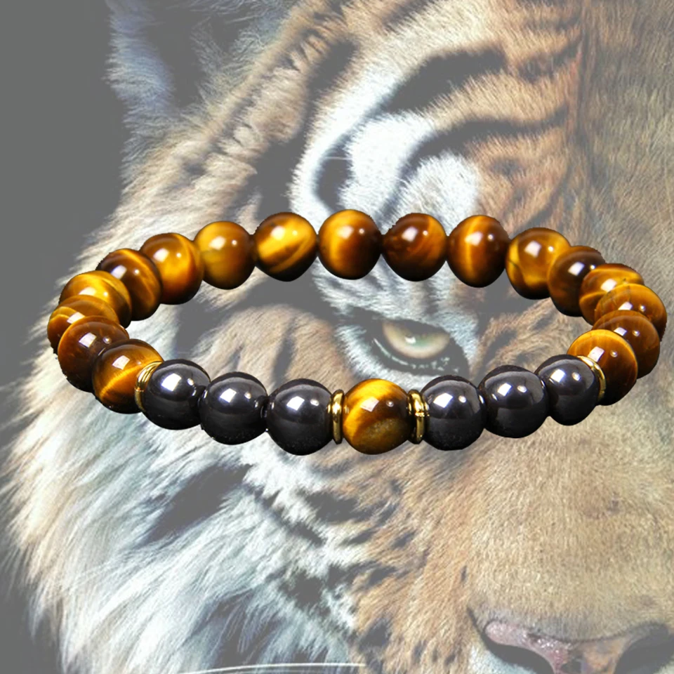 Браслет тигровый глаз Homme мужской браслет из натурального камня эластичный