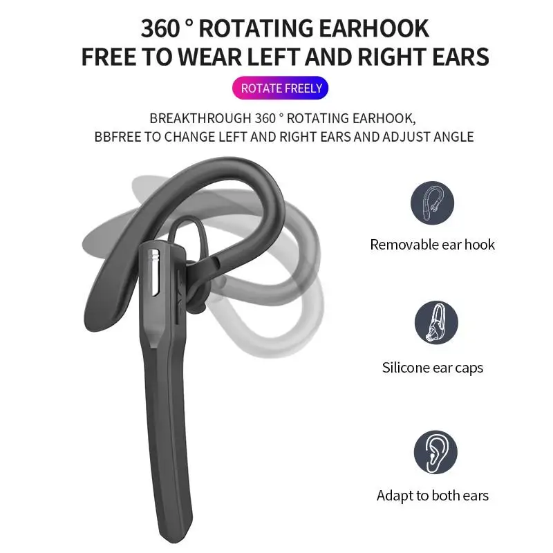 

M8 Mono-Ear Bluetooth Headset Ear Hook Style Business Model Wireless Earphone Long Standby High-Capacity Earbuds with USB Port