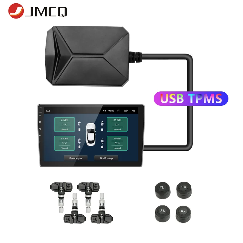 Система мониторинга давления в шинах JMCQ система контроля TPMS с USB на Android для