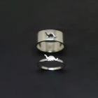 YIZIZAI милый маленький динозавр пары тонкие широкие кольца Модные животные летающий дракон бриллиант обручальное ювелирное изделие заявление подарки