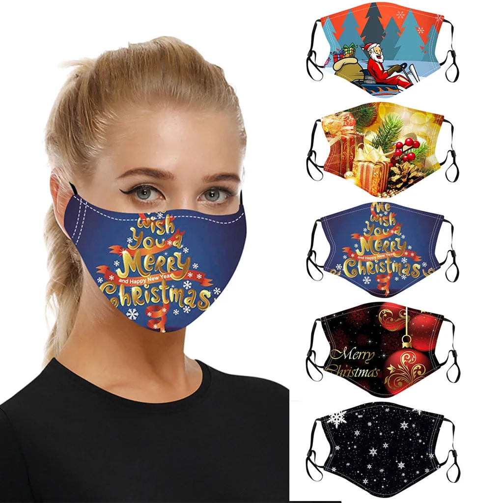 5 шт. моющаяся защитная маска для взрослых с 3D-принтом Санта-Клауса | Красота и