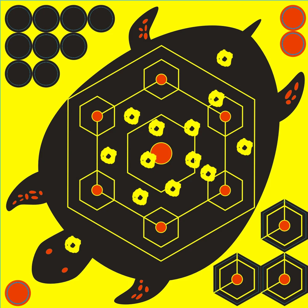 

8"X8" Self-Adhesive Splatter Splash & Reactive Shooting Sticker Targets(Turtle/Tortoise Pattern) 10 Pcs/Pack for all weapons