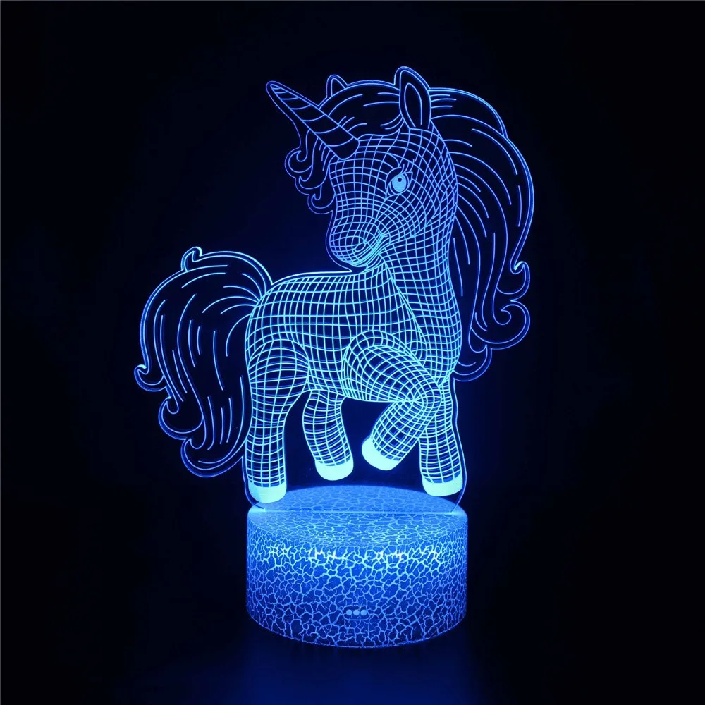 

Hologram Unicorn Series 3d Night Lamp Touch Remote Control Colorful Table Creative Gift Kawaii Decor Kids Light Room Decorations