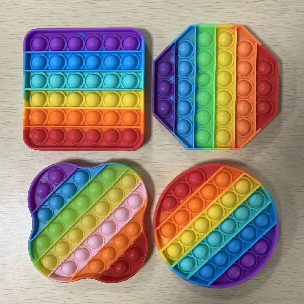 

Rainbow Fidget Table Toys Push Bubble Sensory Squishy Stress Reliever Autism Needs Anti-stress Toys for Adult Kids