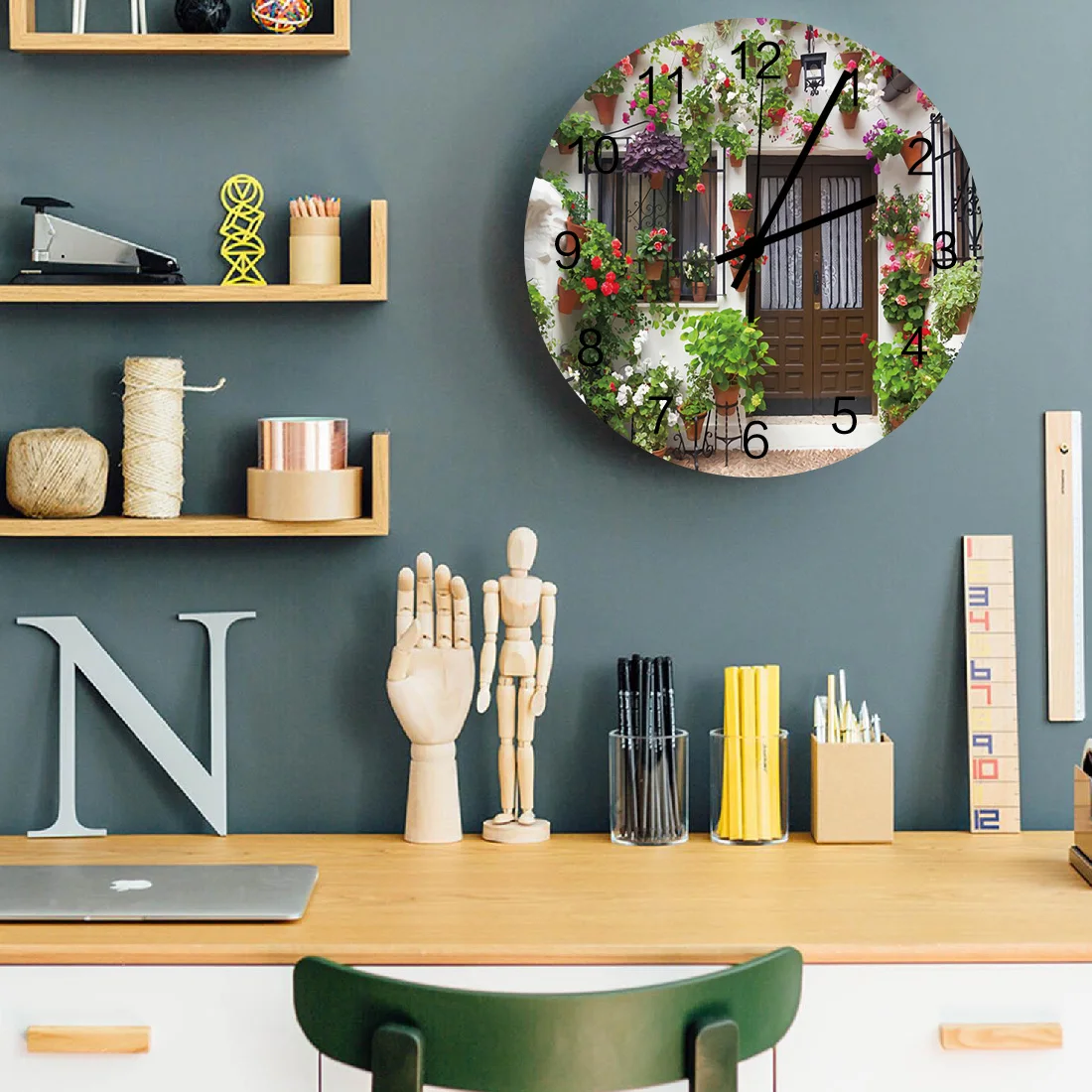 12-дюймовые модные часы Домашние Растения цветы искусство простые бесшумные