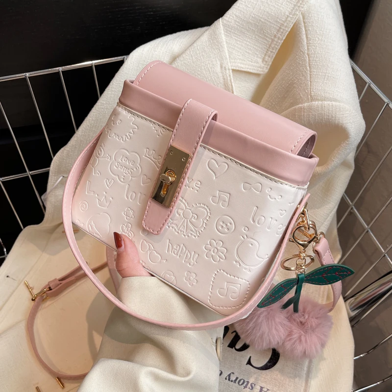 

Small Box Cossbody Bags For Girl Stylish Handbag For Women 2022 Simple Flap Fashion Printing Women's Shoulder Messenger Bag