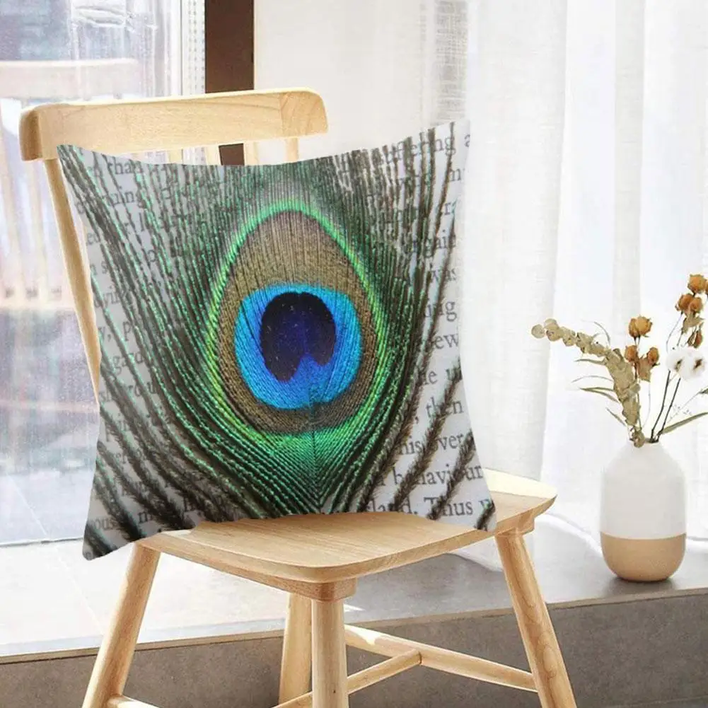 

Чехол для диванной подушки с синим павлином, чехол для подушки с геометрическим павлином, чехол для домашней подушки, чехлы для дивана, деко...