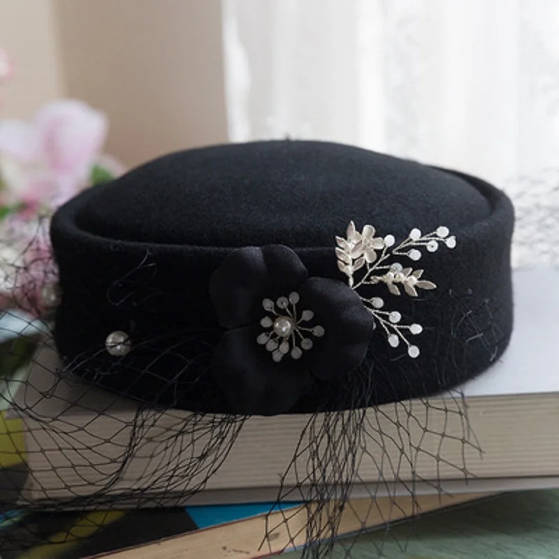 

Вуалетка с вуалью, головной убор из 2022 шерсти для церкви и коктейлей, 100% шерсти