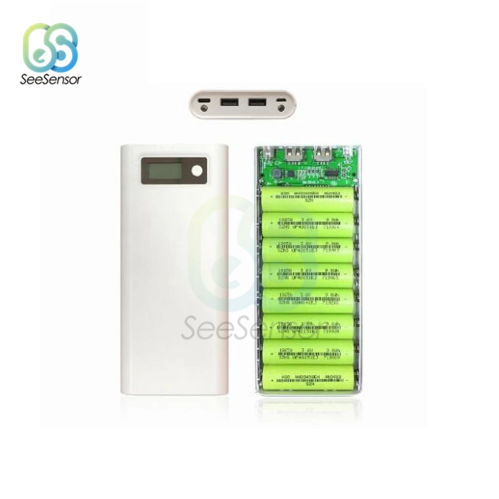 Корпус внешнего аккумулятора с двумя USB-портами 8X18650 ЖК-дисплеем цифровым