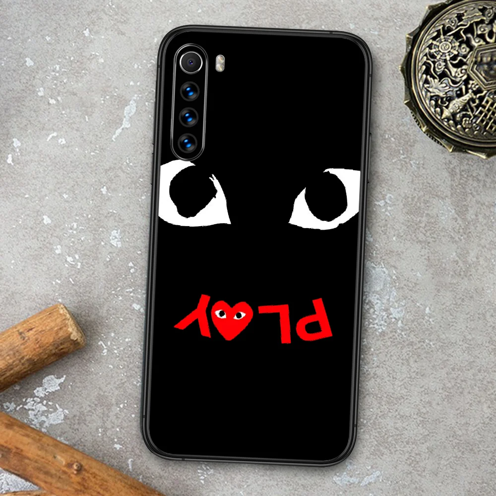 

Cdg play Luxury Fashion Phone Case For Xiaomi Redmi Note 7 8 8T 9 9S 4X 7 7A 9A K30 Pro Ultra black Shell Painting Waterproof