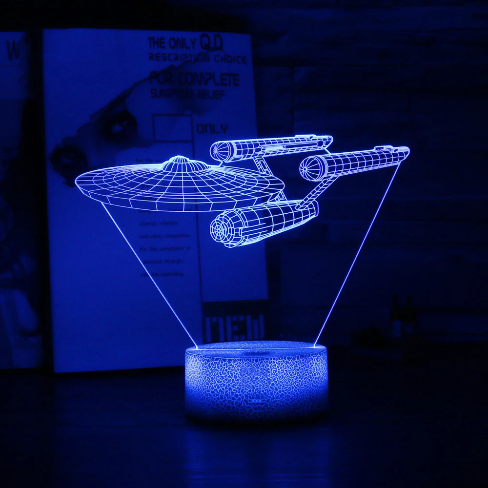 Космический корабль 3D светодиодный светильник 7 цветов декоративный ночник USB сенсорный Настольный светильник космический корабль Атмосфера Свет рождественские подарки