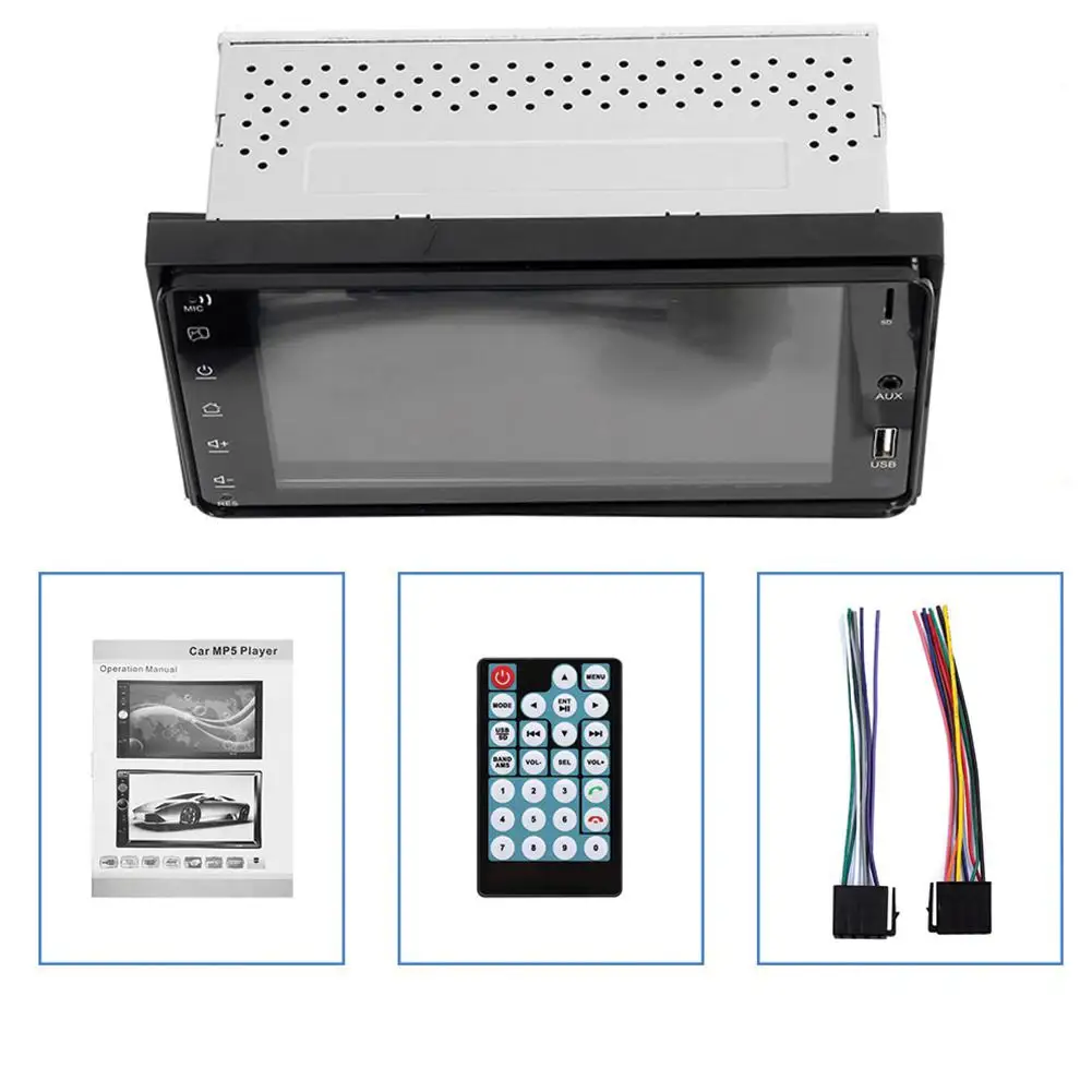 7 &quotFHD Автомобильное крепление 2-стороннее Зеркало Ссылка MP4 MKV MP5 USB SD Bluetooth плеер