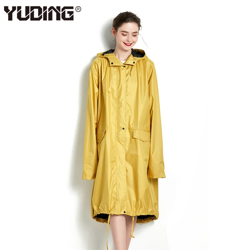 Yuding желтый женский плащ Легкий Портативный Женский дождевик непромокаемый пончо