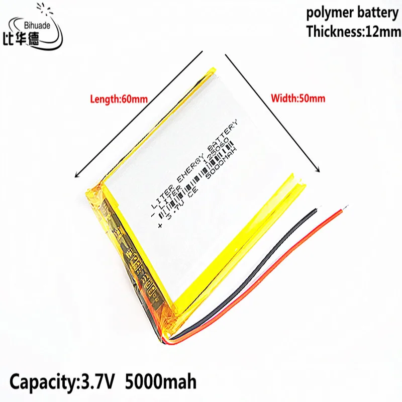 100% Brand new 3.7v 5000mah 125060 Rechargeable charging lithium polymer battery for Smart mobile phone