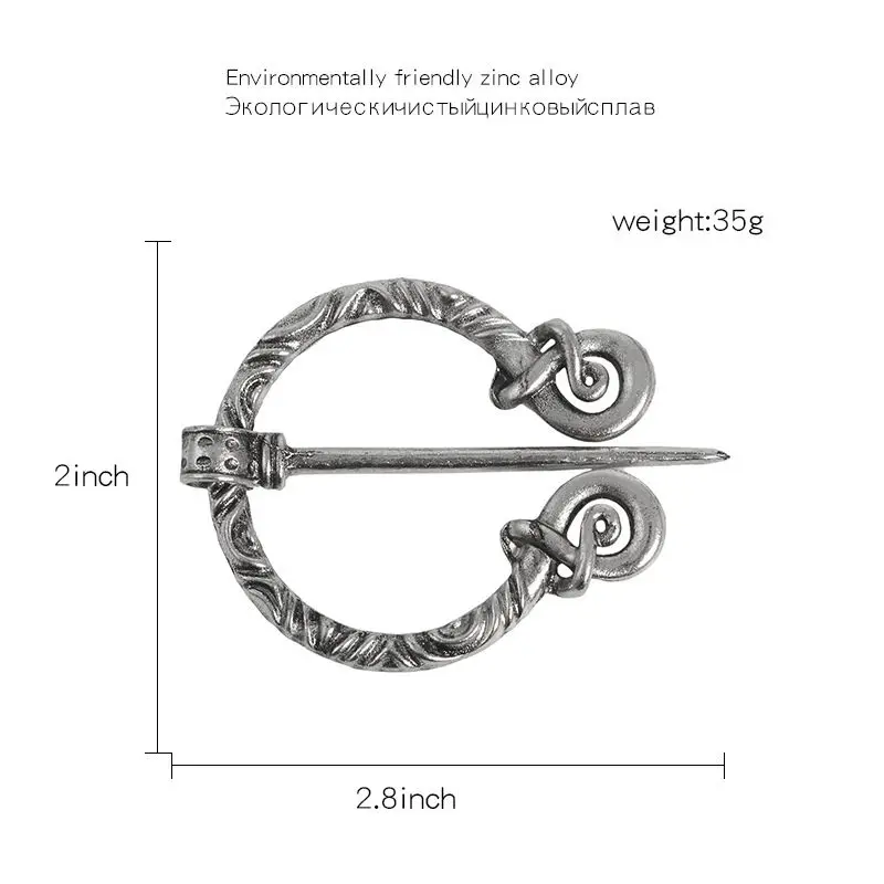 DoreenBeads Vintage Style Viking Brooch Round Antique Pewter Pirate Alloy Badge Pin 1 Piece | Украшения и аксессуары