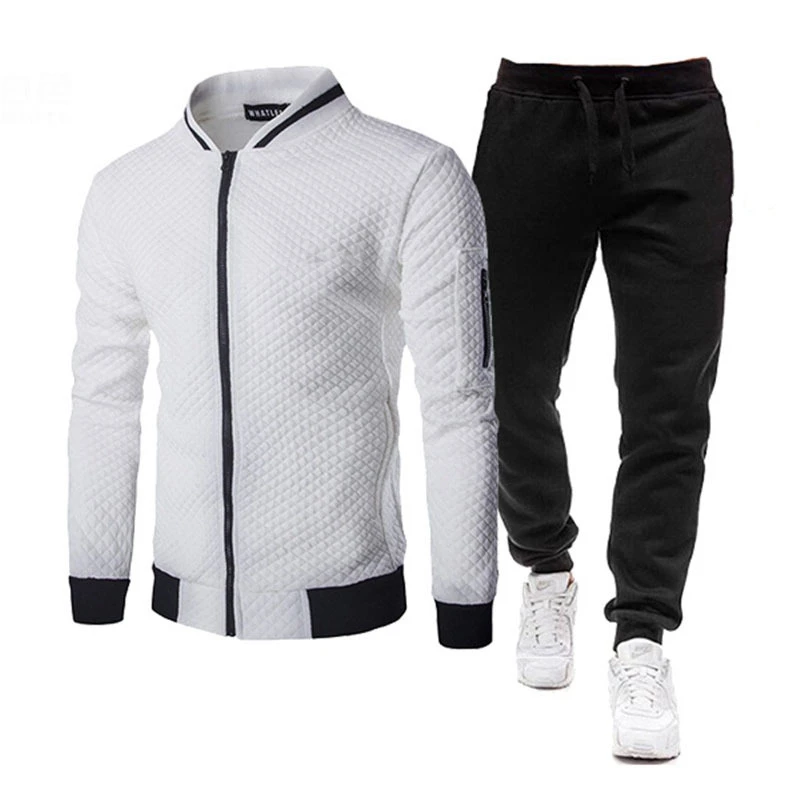 Men Tracksuit Set Polyester Sweatshirt 2020 Spring Sporting Fleece Jacket + Pants Casual Men's Sports Suit Men's Sportswear 4XL